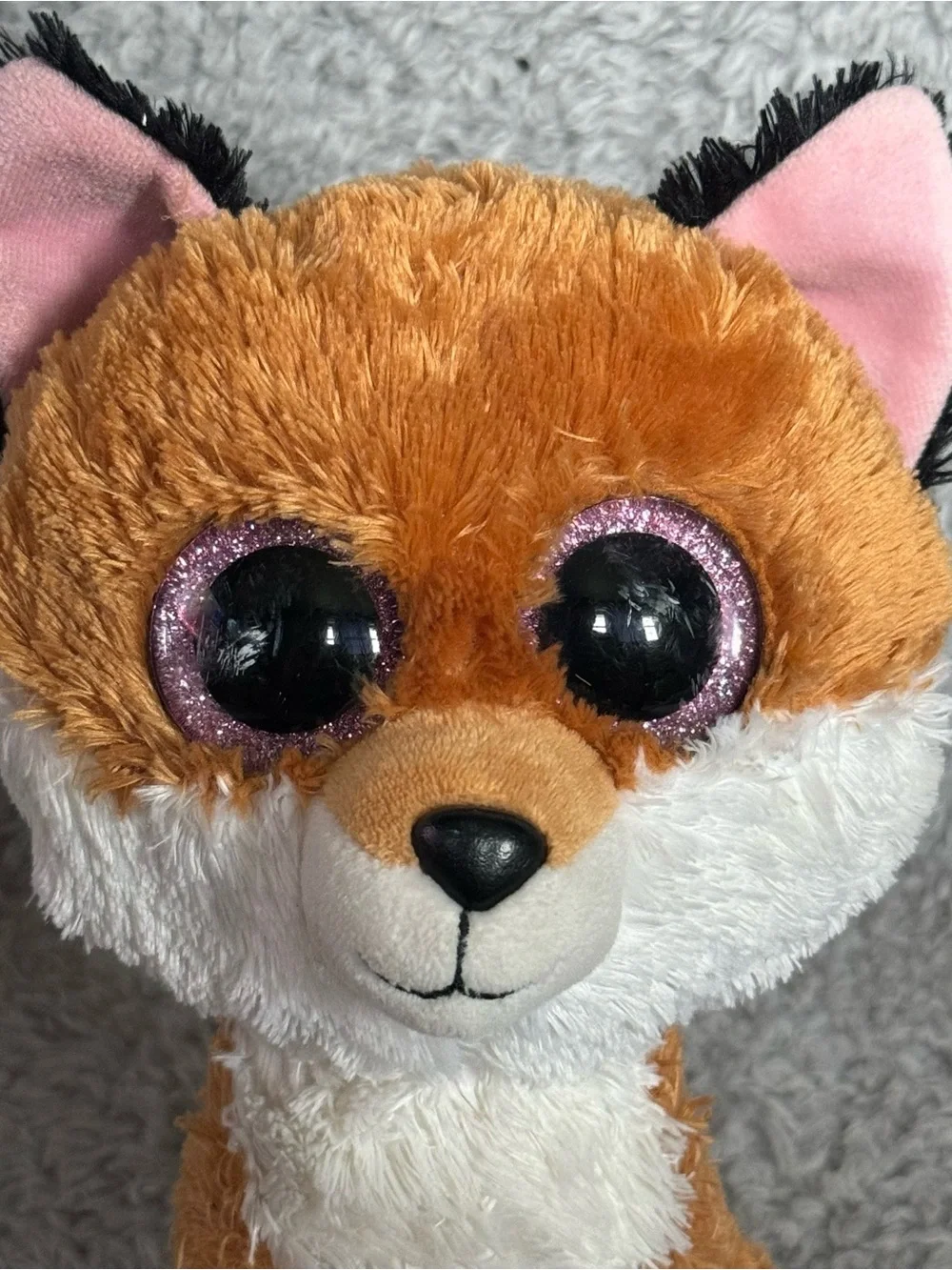 Ty Beanie Boos Slick the Fox Plush 9” Stuffed Animal Soft Toy Pink Glitter Eye